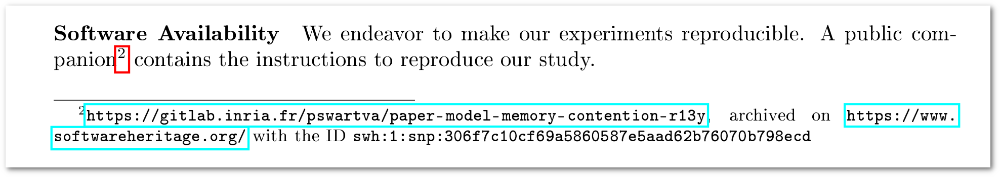 Research paper linking to a repository using its SWHID.